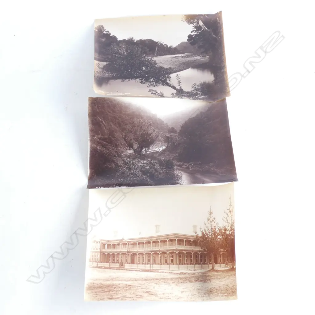 3 BURTON BROS. 19thC PHOTOS 5.5x7.75". 'MANAWATU GORGE'.. Image 1++