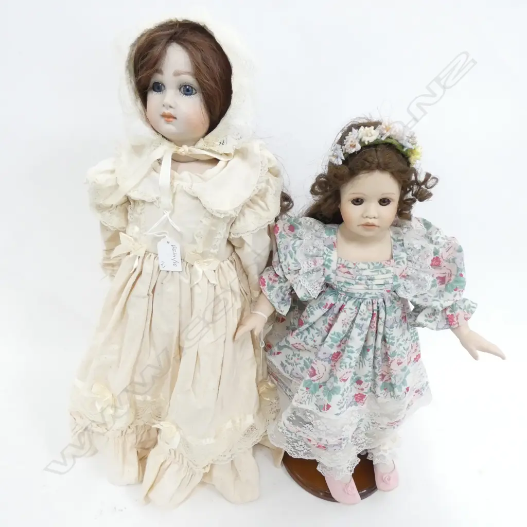 2 BISQUE PORCELAIN HEADED DOLLS BY PAULINE LILLIANE H 510 MM Image 1++