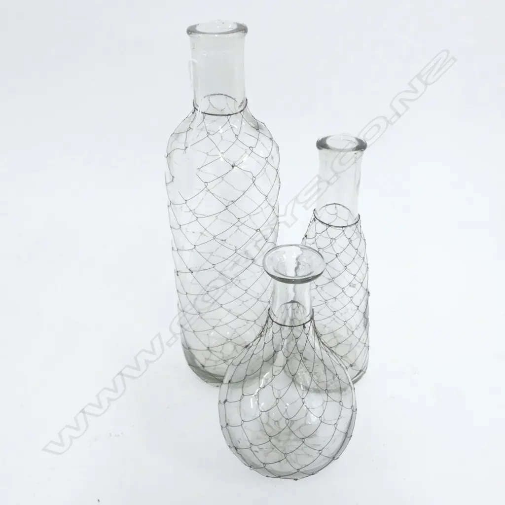 3 WIRE & GLASS BOTTLES H.400mm Image 1++