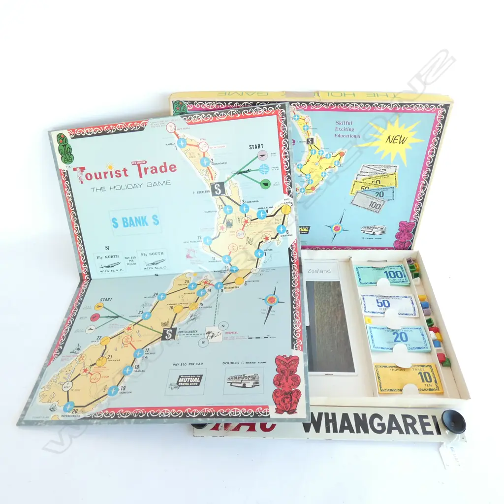 NZ TOURIST TRADE BOARD GAME & 'NAC WHANGAREI' HAND PAINTED SIGN L.405mm Image 1++