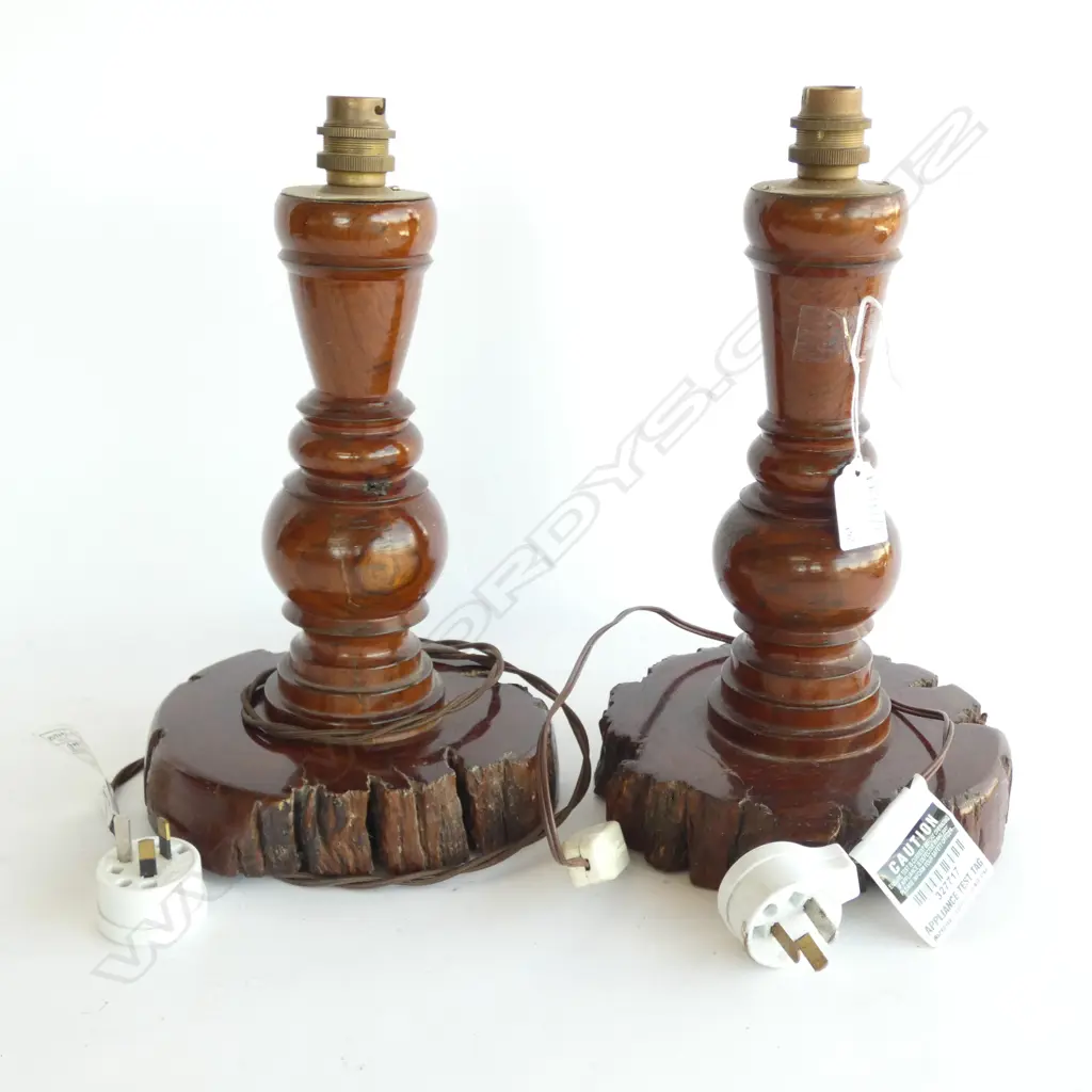 PR OLIVE WOOD TURNED LAMP BASES H.320mm 190mm dia Image 1++
