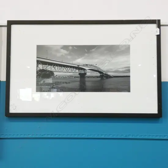 AUCKLAND HARBOUR BRIDGE FRAMED PHOTOGRAPH 250 X 490MM
