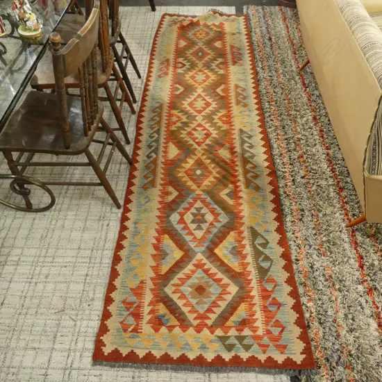 FLAT WEAVE RED KILIM RUNNER...