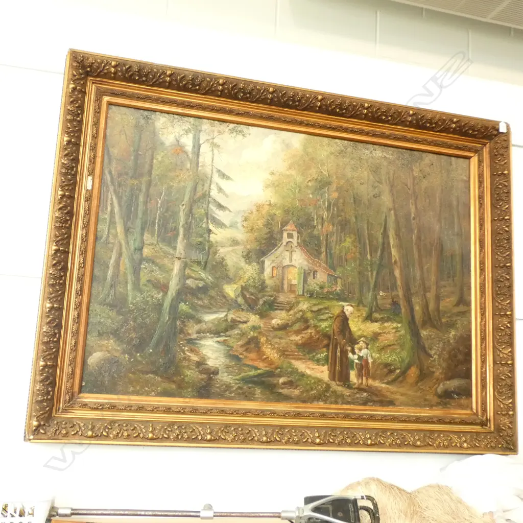 LARGE GILT FRAME OIL ON CANVAS AF 820x1180mm Image 1++