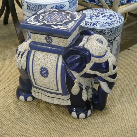 PR BLUE CERAMIC ELEPHANTS L.500mm