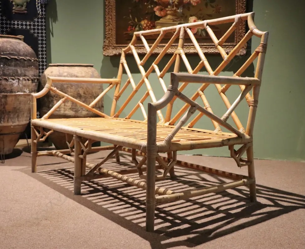 BAMBOO CHINOISERIE CHIPPENDALE STYLE DOUBLE SETTEE Image 1++