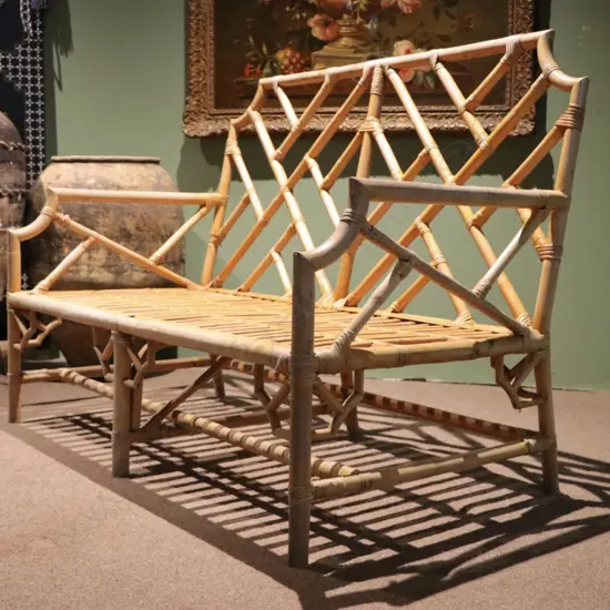 BAMBOO CHINOISERIE CHIPPENDALE STYLE DOUBLE SETTEE