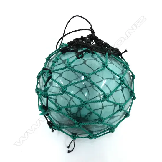 OLD GLASS LARGE FISHING FLOAT WITH NETTING Dia.380mm