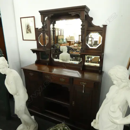EDWARDIAN MIRROR BACK CHIFFONIER...