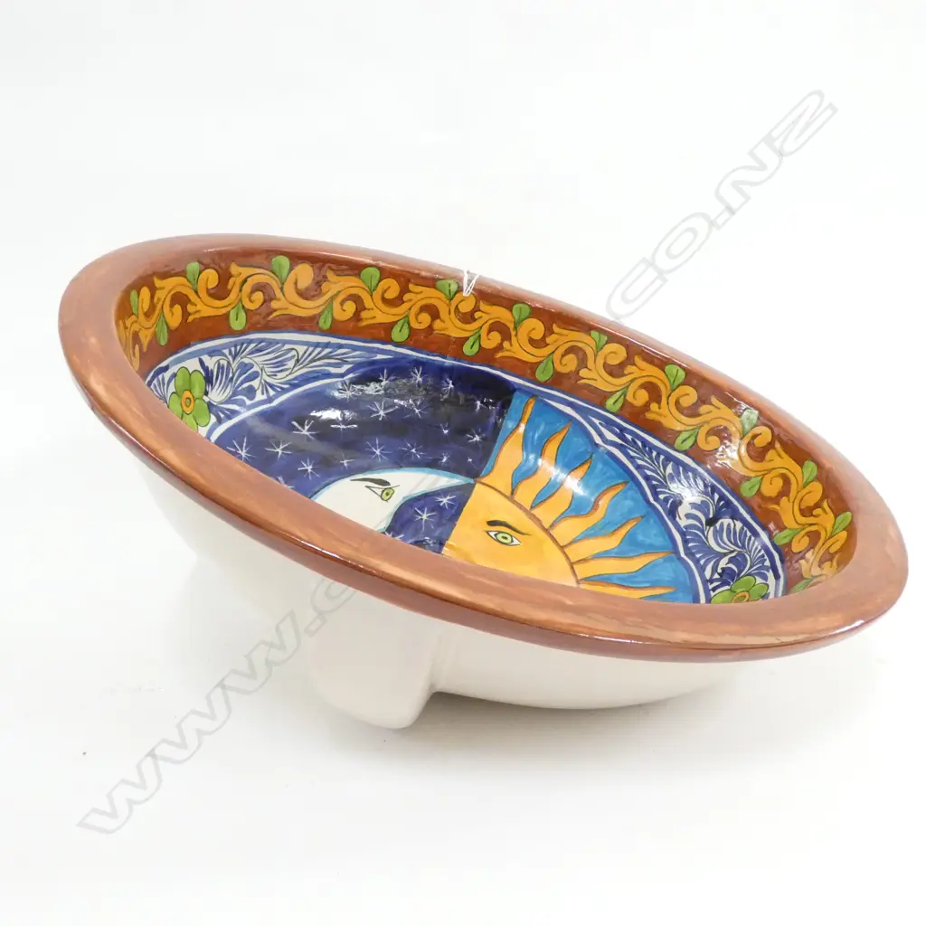 MEXICAN TALAVERA WARE HAND PAINTED BASIN W.530mm Image 1++