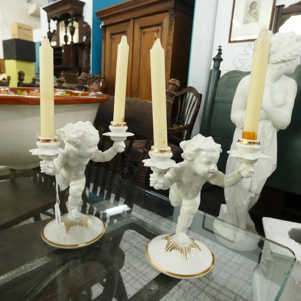 PR HUTSCHENREUTHER CHERUB CANDLEHOLDERS Image 1++