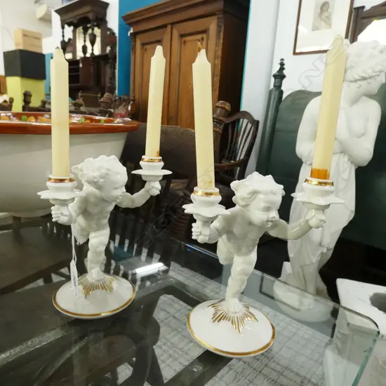 PR HUTSCHENREUTHER CHERUB CANDLEHOLDERS