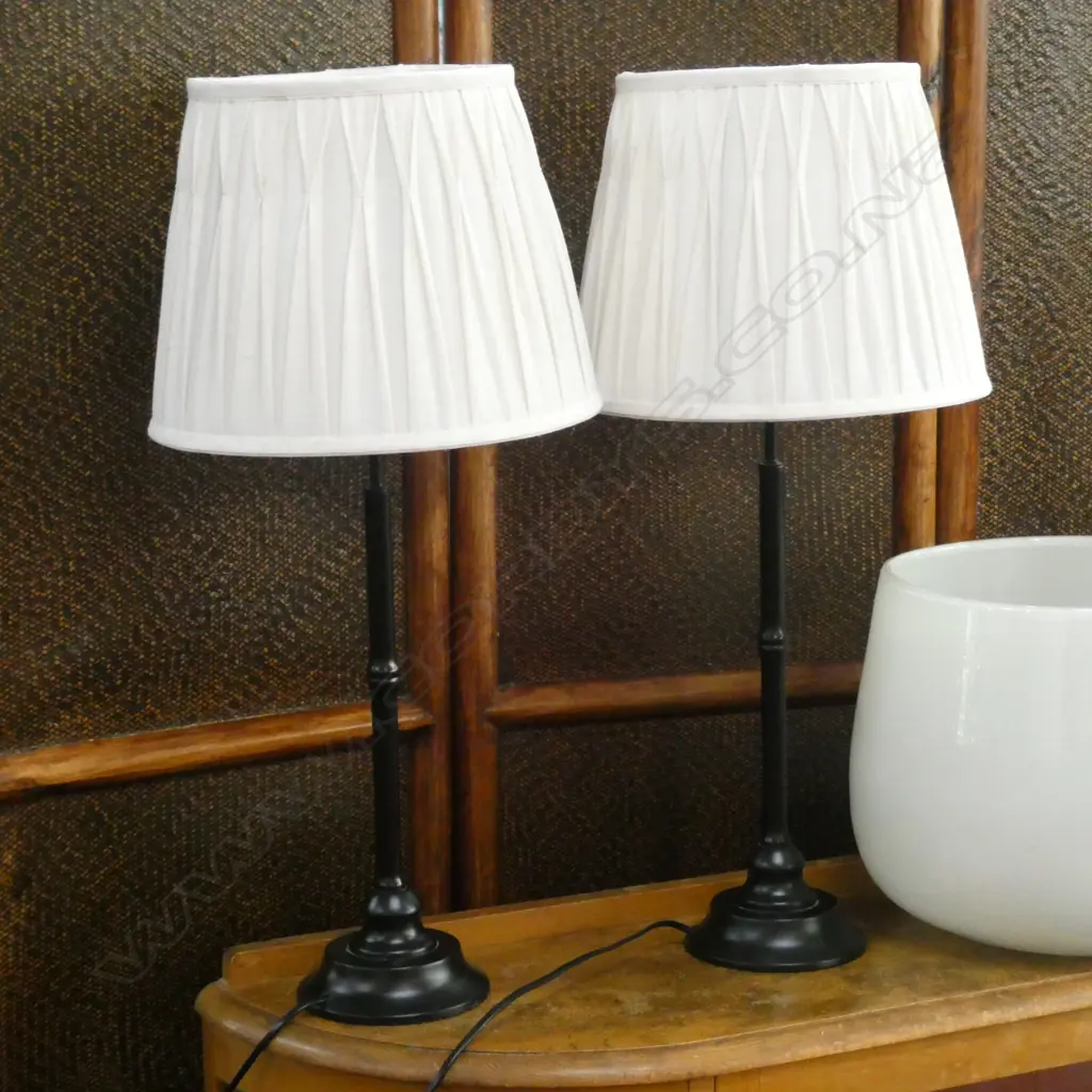PR METAL BASE TABLE LAMPS H.690mm PLEATED SHADES Image 1++