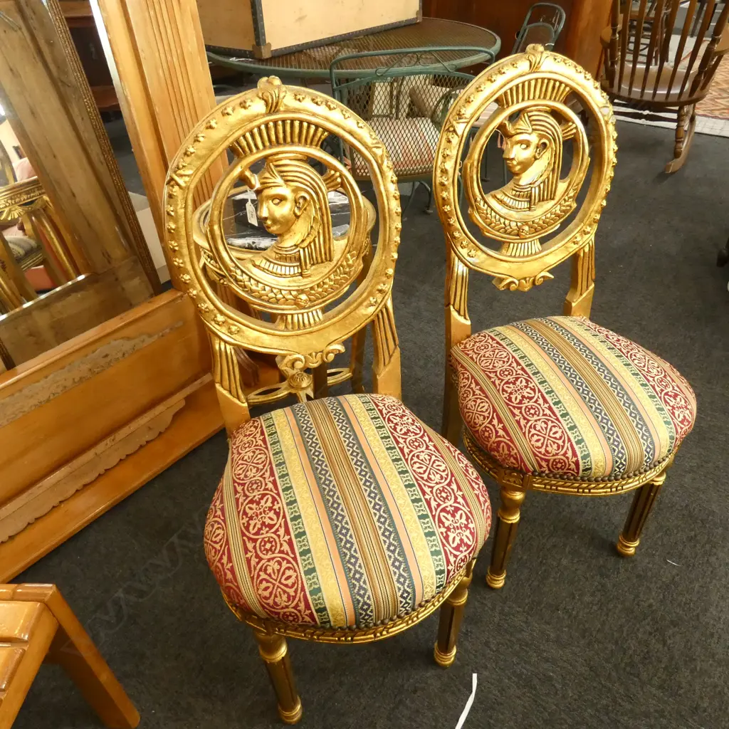PR EGYPTIAN SYLE GILT CHAIRS  Image 1++