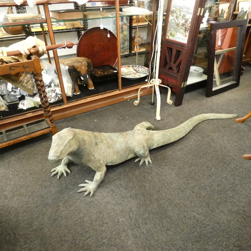 MASSIVE BRONZE KOMODO DRAGON SCULPTURE... Image 1++