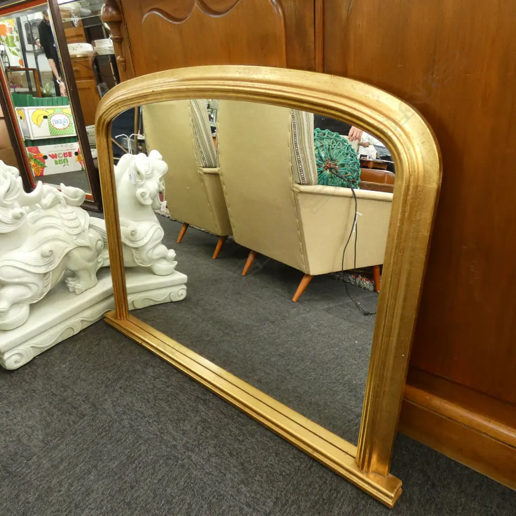 GILT OVER MANTLE MIRROR W. 970x740mm Image 1++