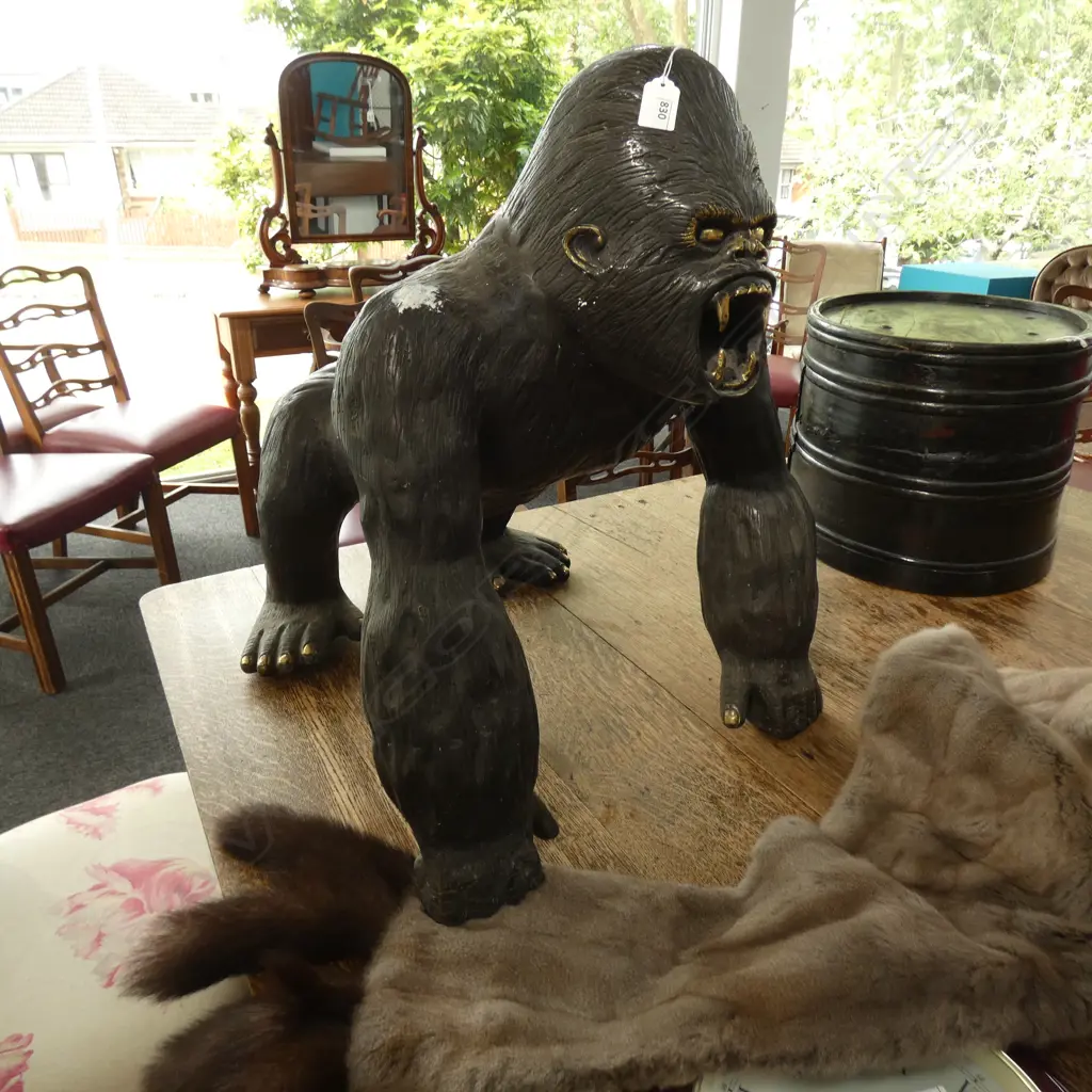 LARGE BRONZE GORILLA  DARK PATINATION L.600mm Image 1++
