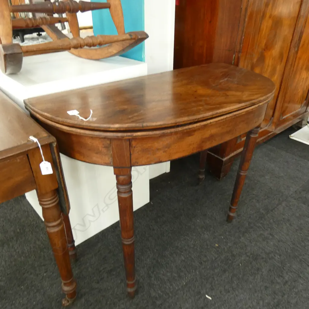 ANTIQUE FOLDING TOP DEMILUNE TABLE... Image 1++