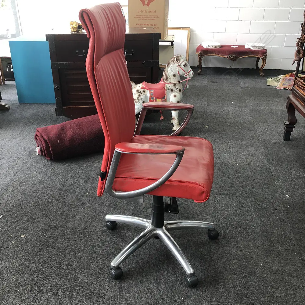 SYLISH MODERN RED LEATHER OFFICE EXECUTIVE ARM CHAIR A.F Image 1++