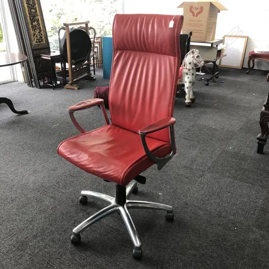 SYLISH MODERN RED LEATHER OFFICE EXECUTIVE ARM CHAIR A.F