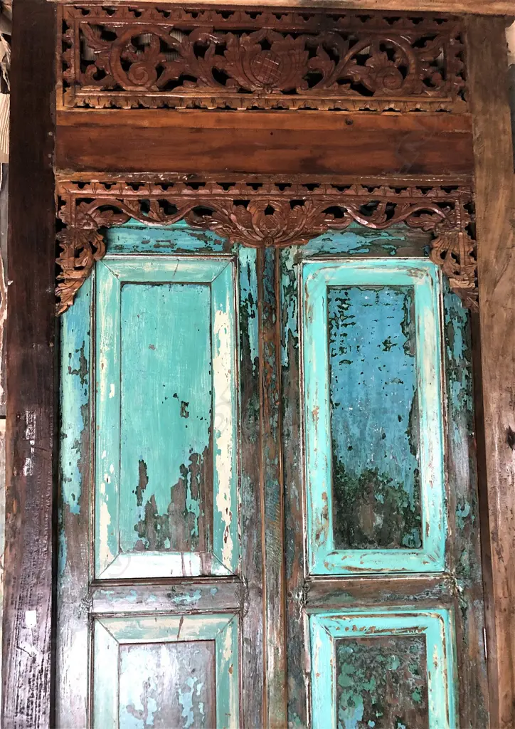LGE PR INDONESIAN CARVED DISTRESSED PAINTED DOORS Image 1++