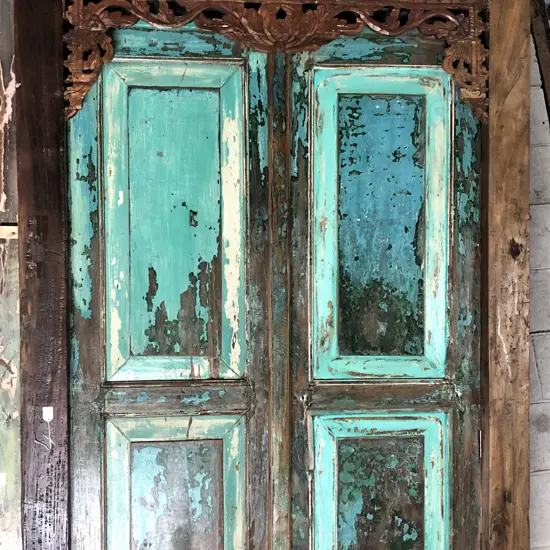 LGE PR INDONESIAN CARVED DISTRESSED PAINTED DOORS