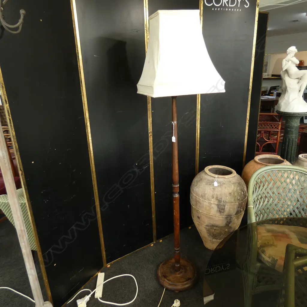 WOODEN STANDARD LAMP AND SHADE Image 1++