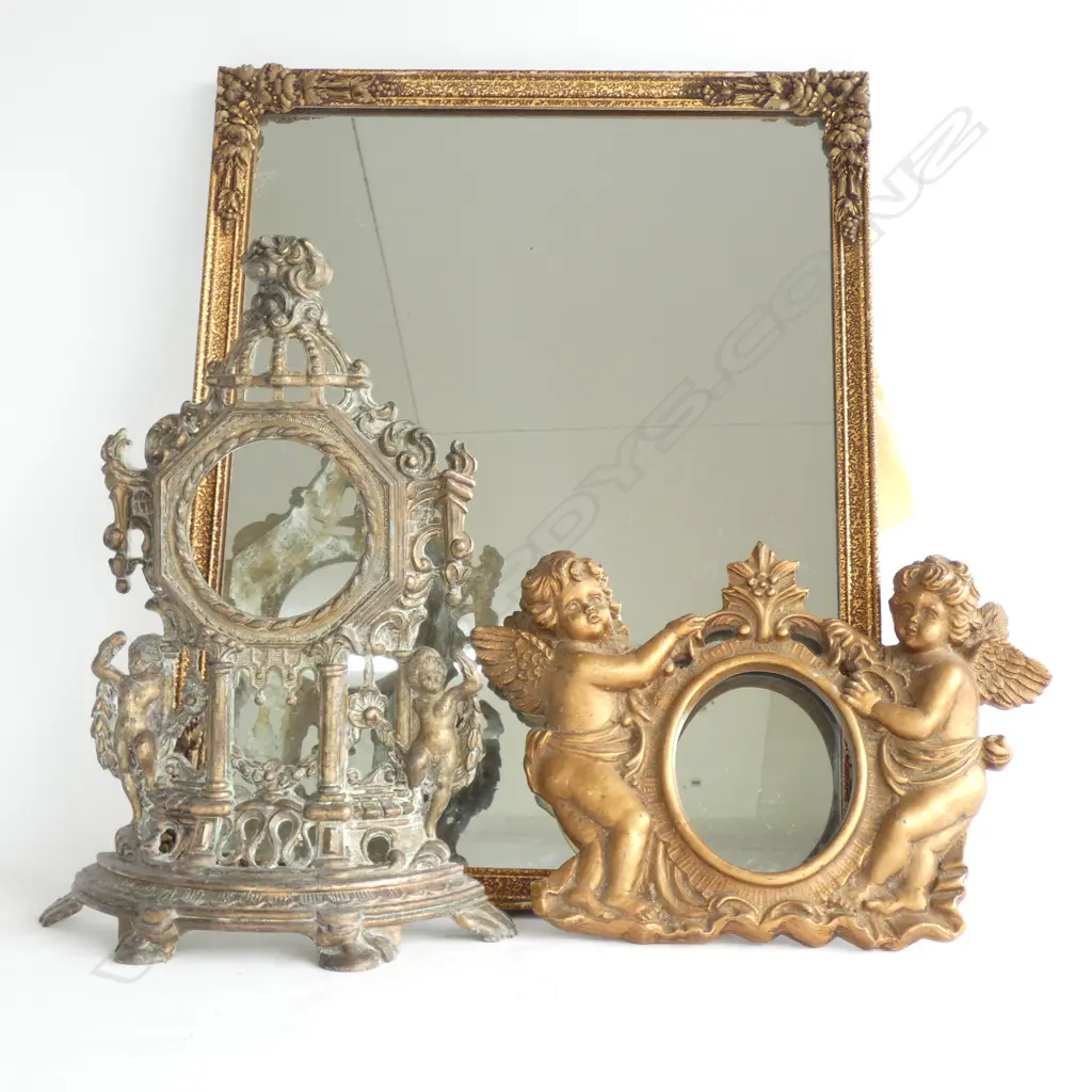 BRASS CLOCK FRAME,+GILT FRAME,+ MIRROR Image 1++