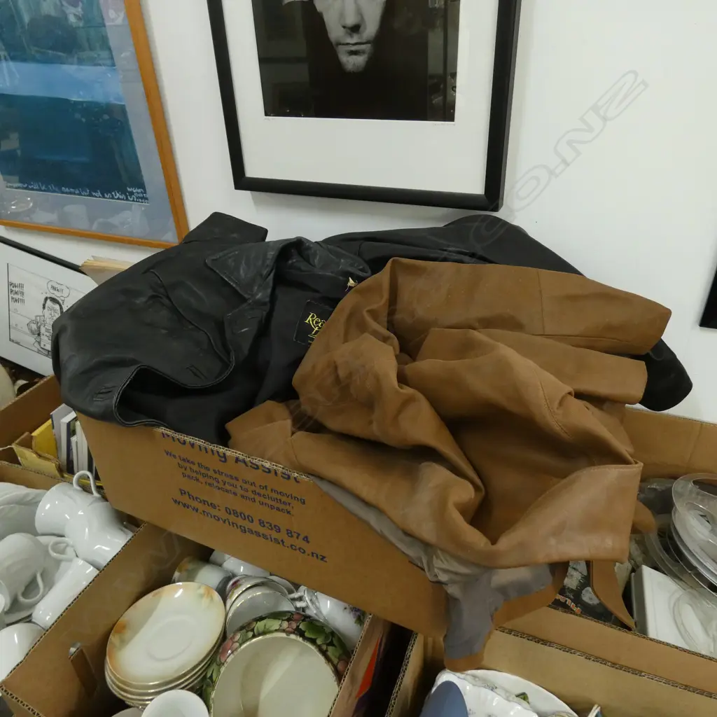 4 LEATHER JACKETS; ARMANI COLLEZIONI, HUGO BOSS ETC Image 1++