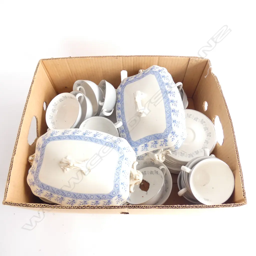 2 ROYAL WORCESTER TUREENS (DATED 1905) & BOX OF CHINA Image 1++