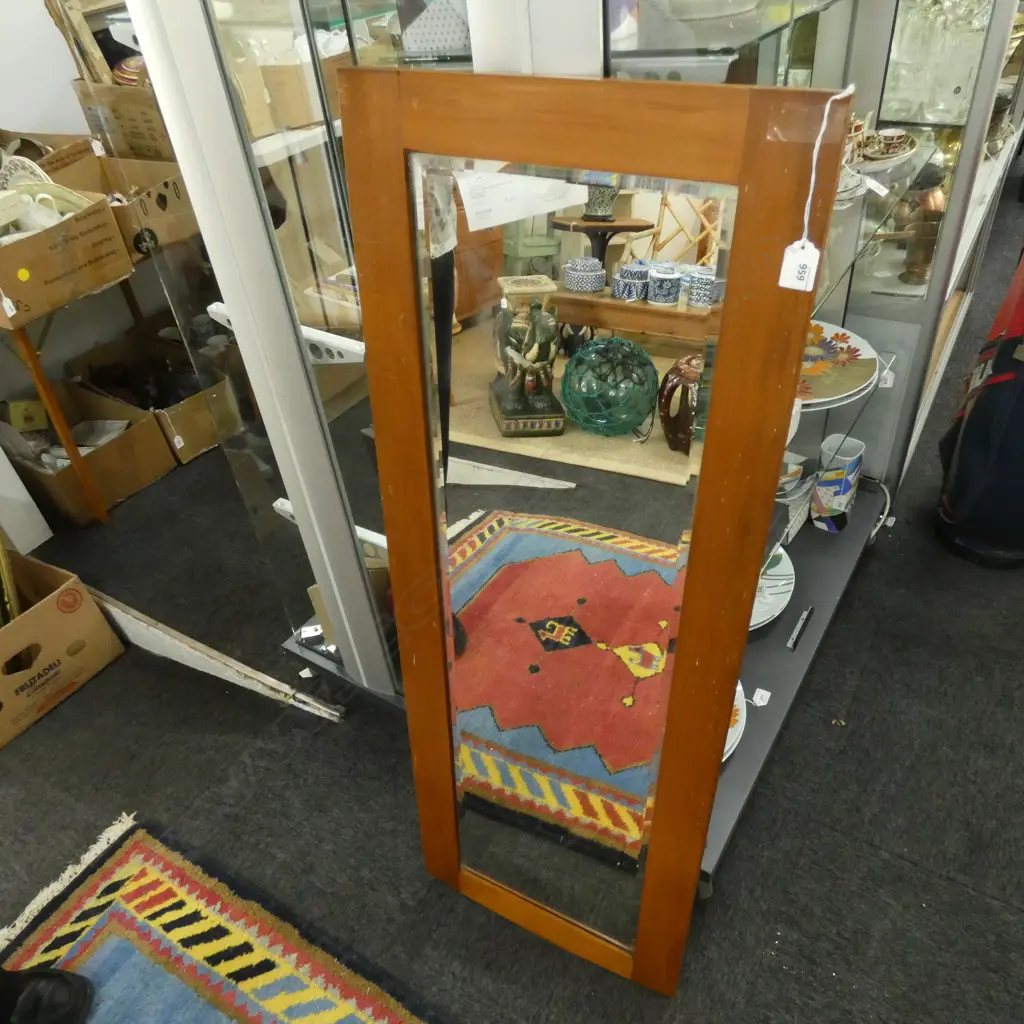 WOODEN FRAMED BEVELLED MIRROR 1185x425mm Image 1++