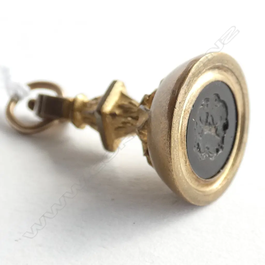 (19401b) 19thC GILT FOB SEAL CARNELIAN PANEL... Image 1++