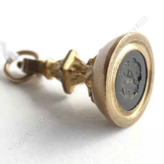 (19401b) 19thC GILT FOB SEAL CARNELIAN PANEL...
