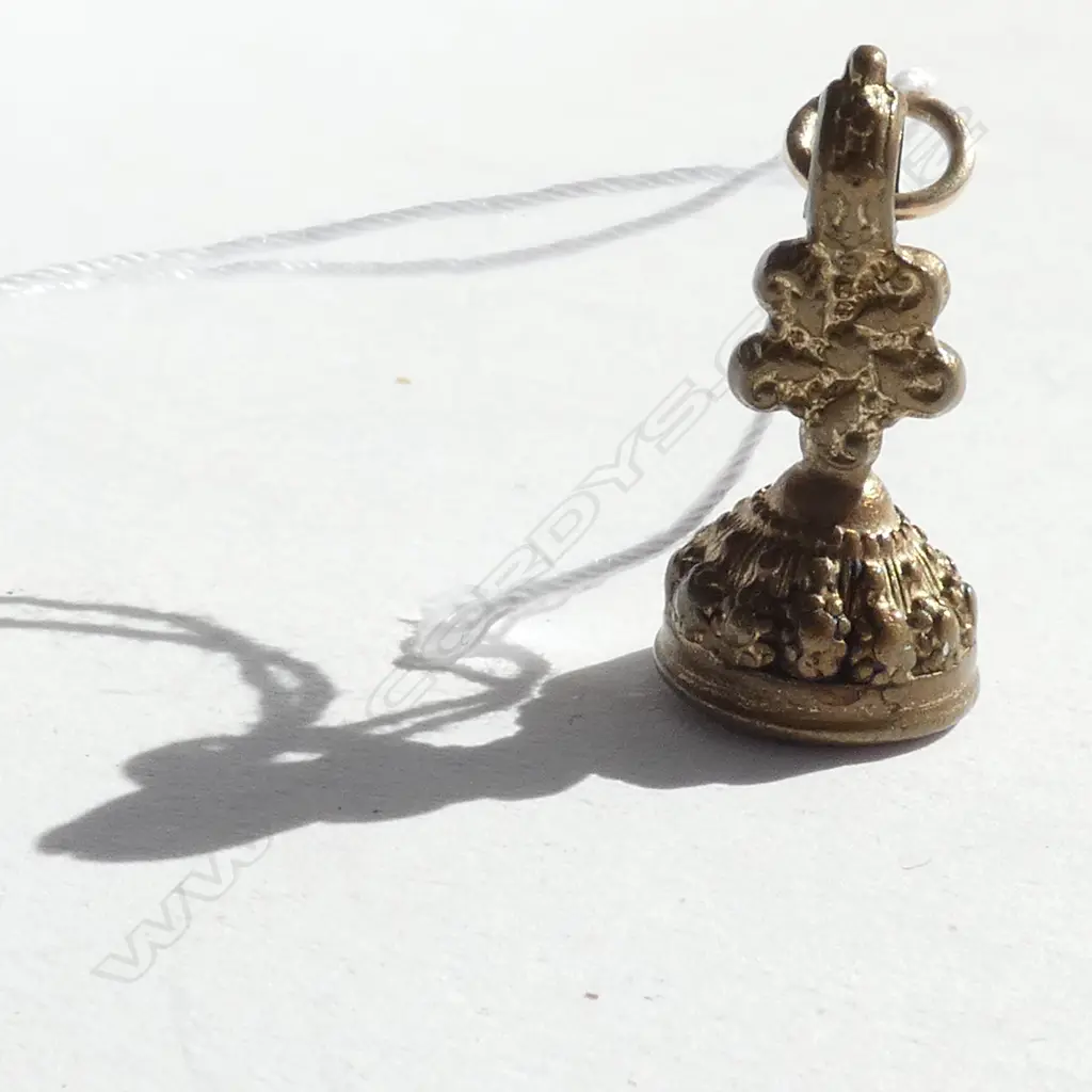 (19401d) 19thC GILT FOB SEAL AMETHYST GLASS PANEL... Image 1++