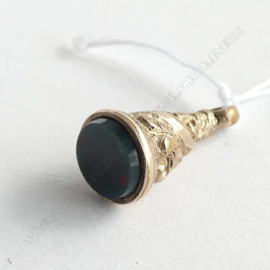 (19401c) 19thC GILT FOB SEAL BLOODSTONE PANEL
