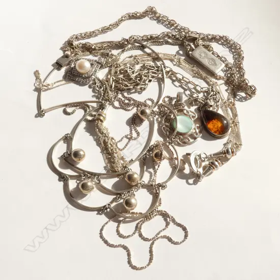 8 SILVER 925 NECKLACES 89gm