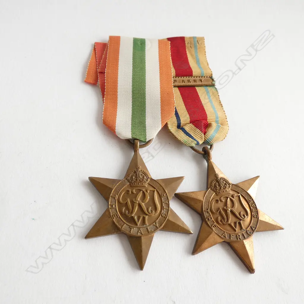 2 WWII CAMPAIGN MEDALS; 'AFRICA STAR' & 'ITALY STAR' Image 1++