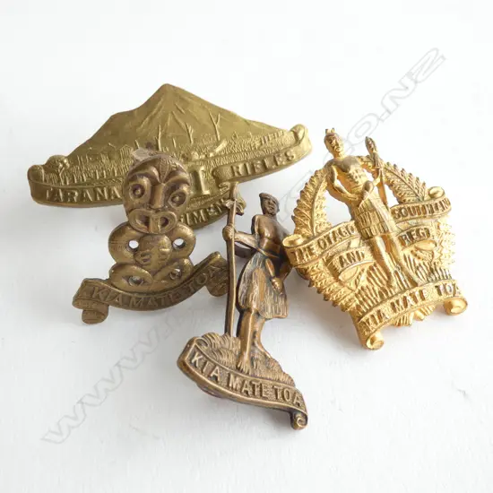 4 NZ WAR BADGES; MAORI DESIGNS ETC
