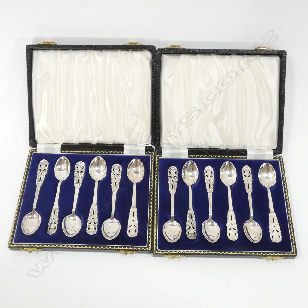 2 BOXED SETS STERLING SILVER COFFEE SPOONS  Image 1++
