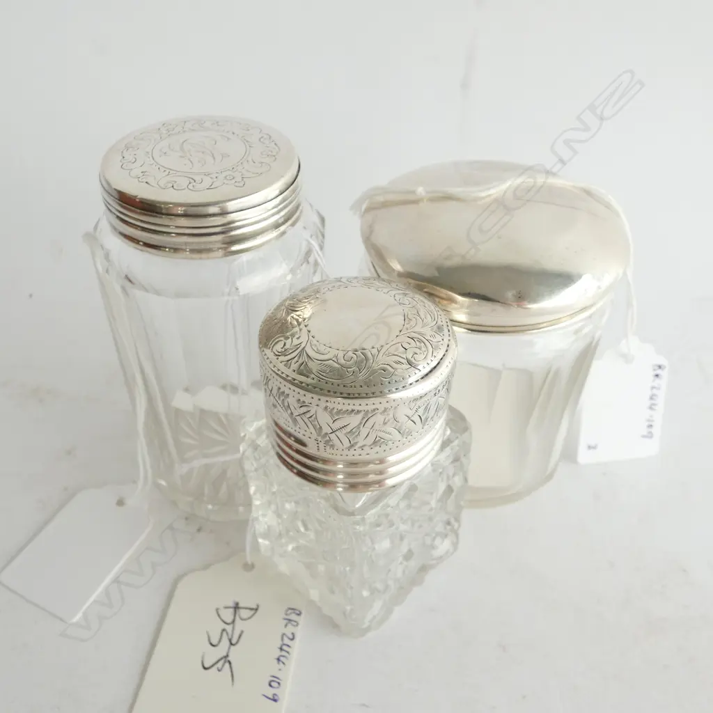 (with item 34/35) SILVER DRESSING TABLE JAR by Wm NEAL, LONDON 1838 + 2 OTHERS Image 1++