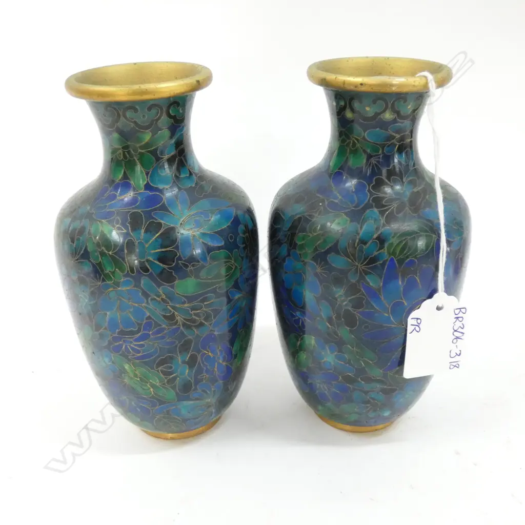 PR BLUE CLOISONNE VASES H. 160MM Image 1++