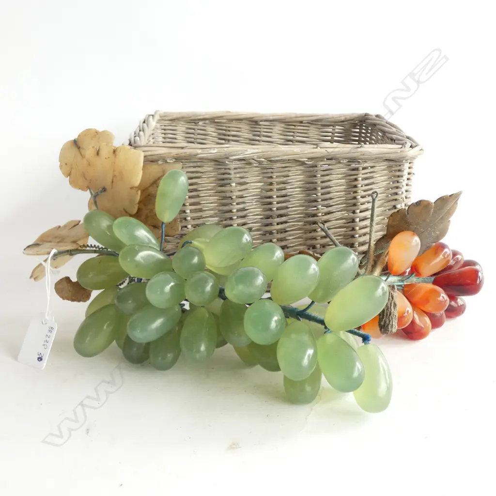 2 SETS OF HARDSTONE DECORATIVE TABLE GRAPES,IN BASKET Image 1++