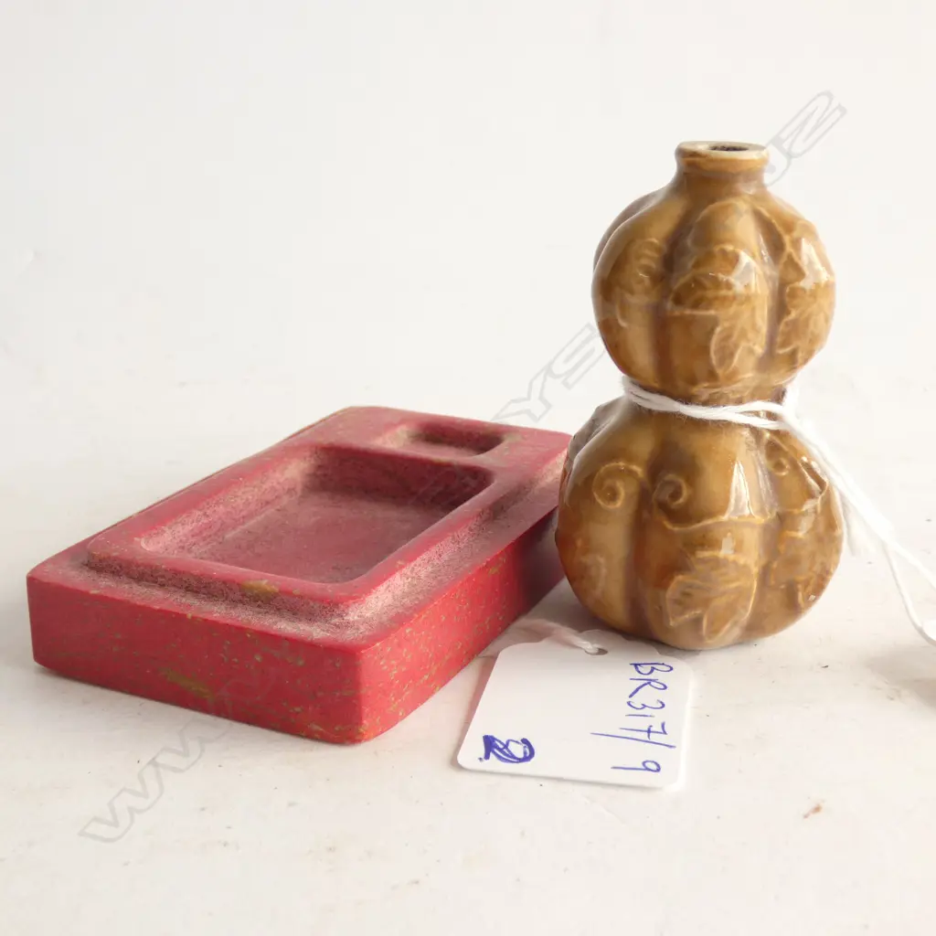 INK STONE & DOUBLE GOURD FORM VASE H.60mm Image 1++