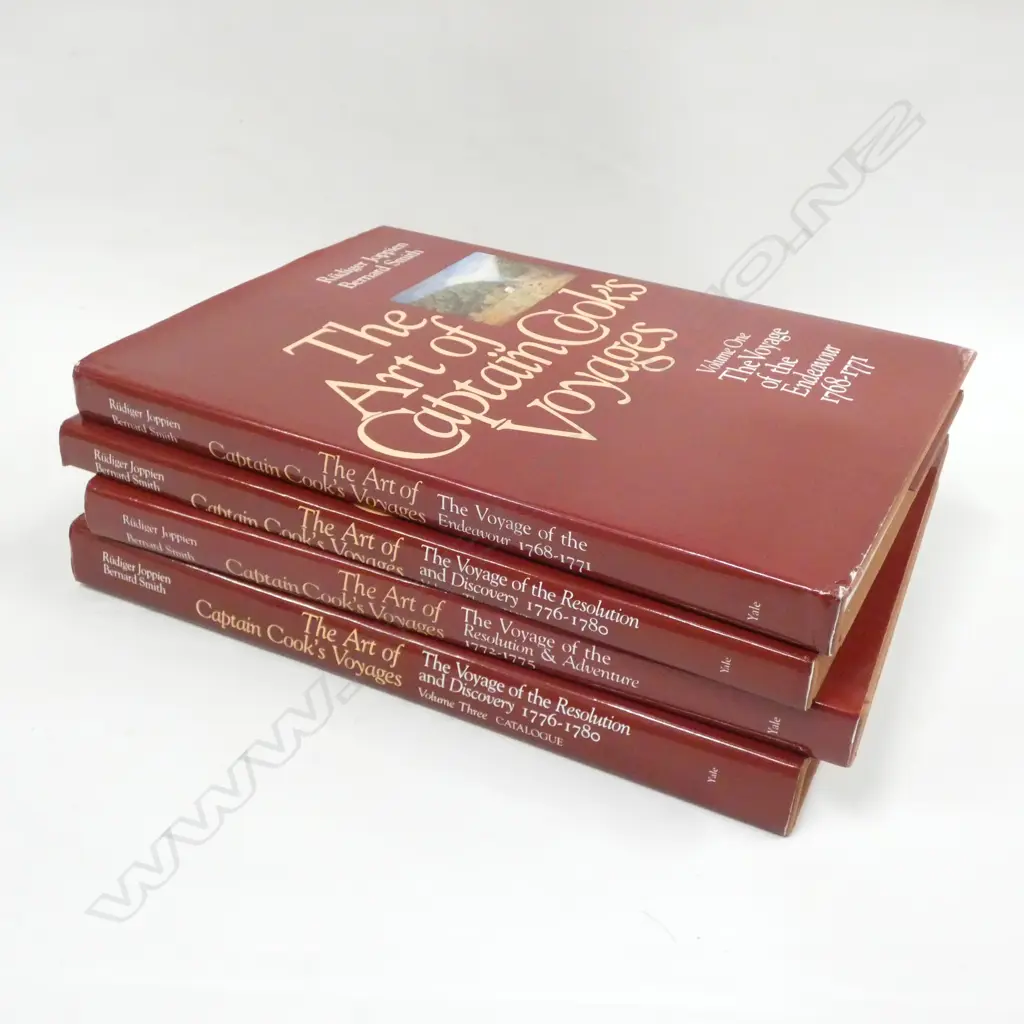 4 LG ILLUSTRATED BOOKS 'THE ART OF CAPTAIN COOKS VOYAGES; VOLUMES 1,2 & 3 (3 HAS 2 VOLUMES - TEXT & CATALOGUE Image 1++