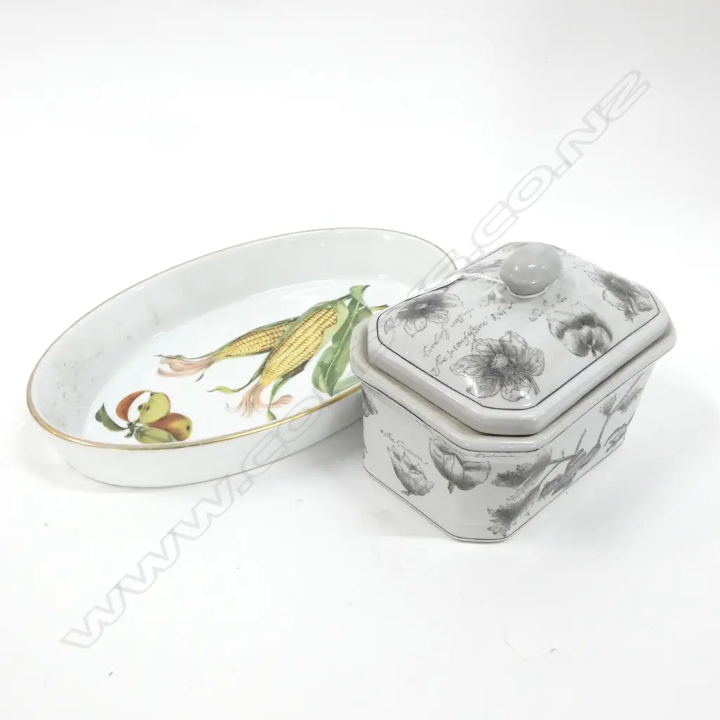 ORIENTAL PORCELAIN LIDDED DISH & EVESHAM DISH L.315mm Image 1++