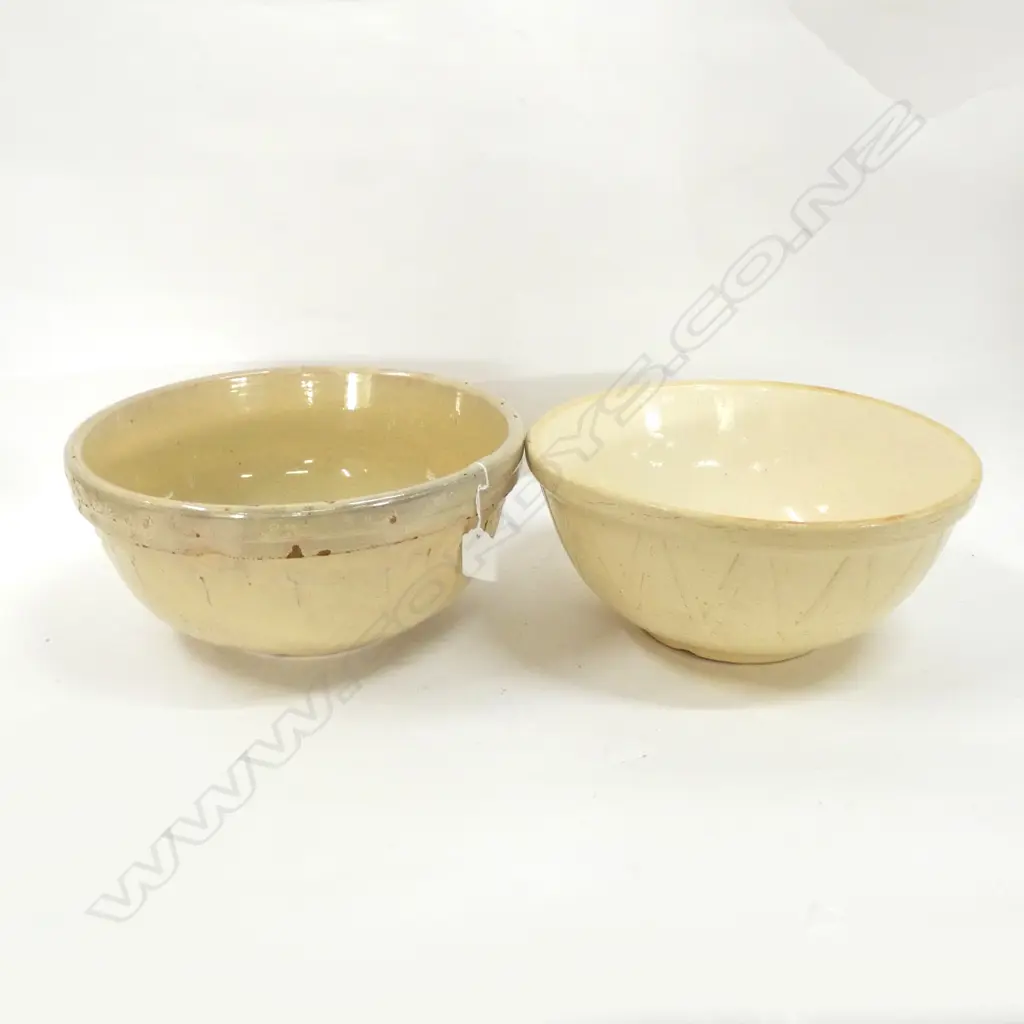 PR LG OLD POTTERY MIXING BOWLS - DIA 310MM - AF CRAZING & GLAZE LOSSES Image 1++