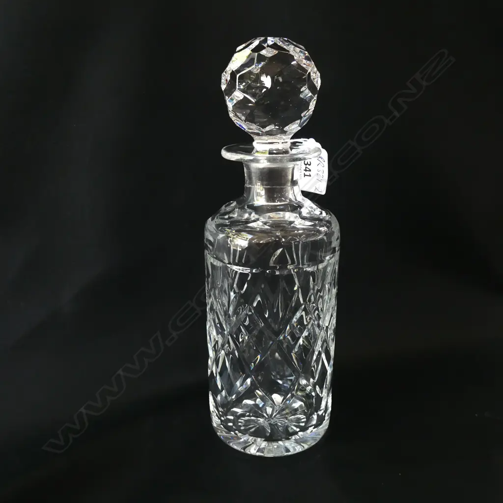 VINTAGE CRYSTAL DECANTER FACETED BALL STOPPER. H.265mm Image 1++