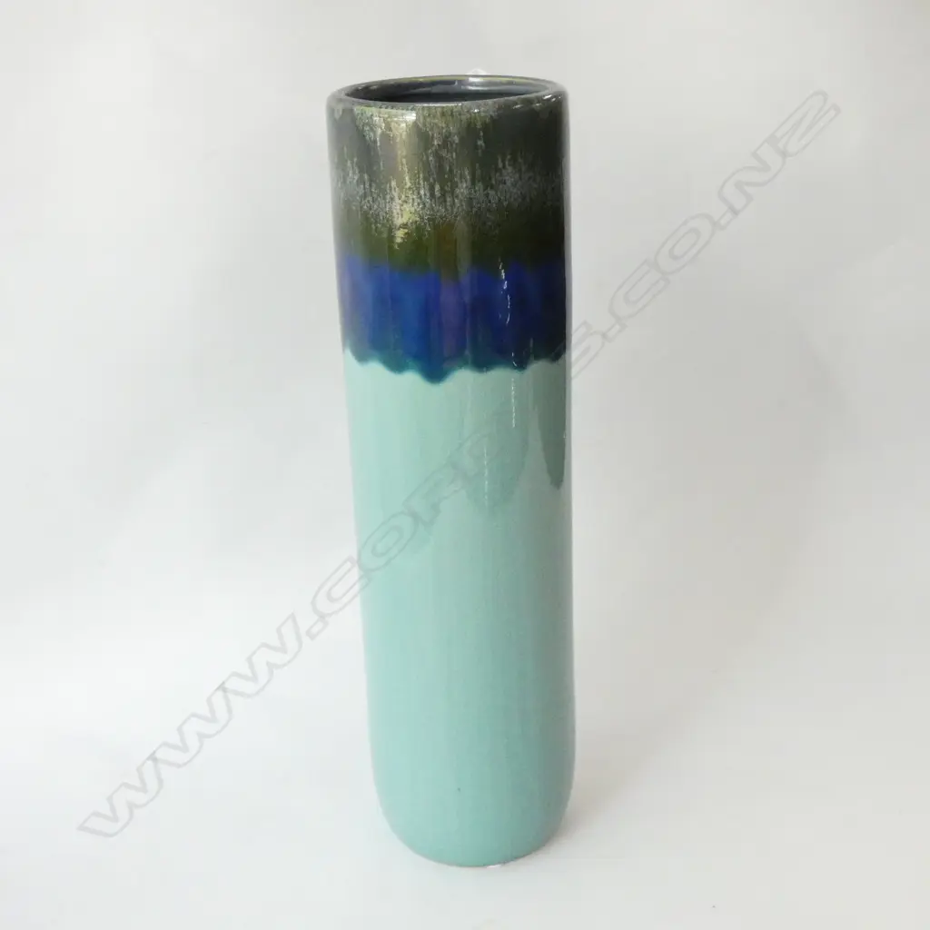 TALL CERAMIC BLUE/GREEN VASE H.340mm Image 1++