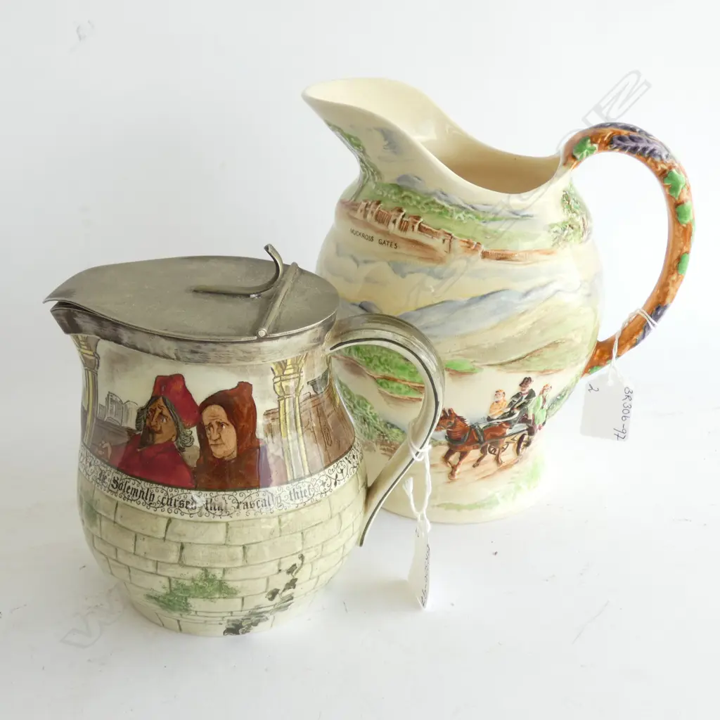 2 JUGS: ROYAL DOULTON SERIES WARE/ EP LID (H.140MM) & IRISH JAUNTING CAR MUSICAL,H. (200MM) Image 1++
