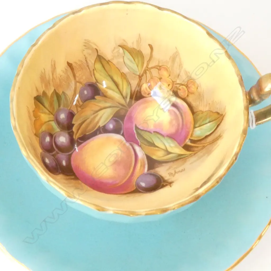 AYNSLEY TURQUOISE ORCHARD GOLD CUP & SAUCER  Image 1++